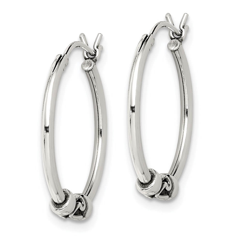 Alternate view of the Antiqued, Sterling Silver Round Hoop Earrings - 20mm (3/4 in) by The Black Bow Jewelry Co.
