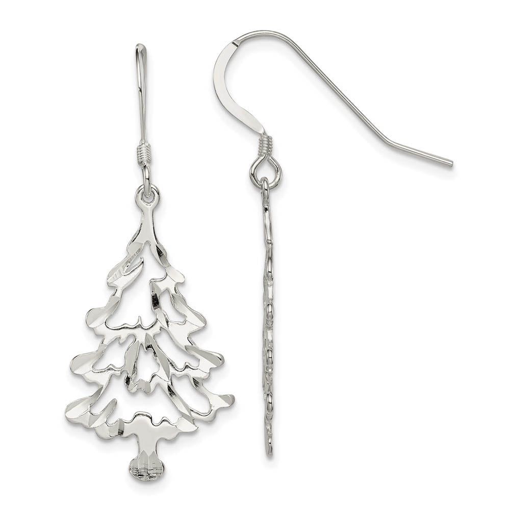 Sterling Silver Christmas Tree Earrings, Item E9129 by The Black Bow Jewelry Co.