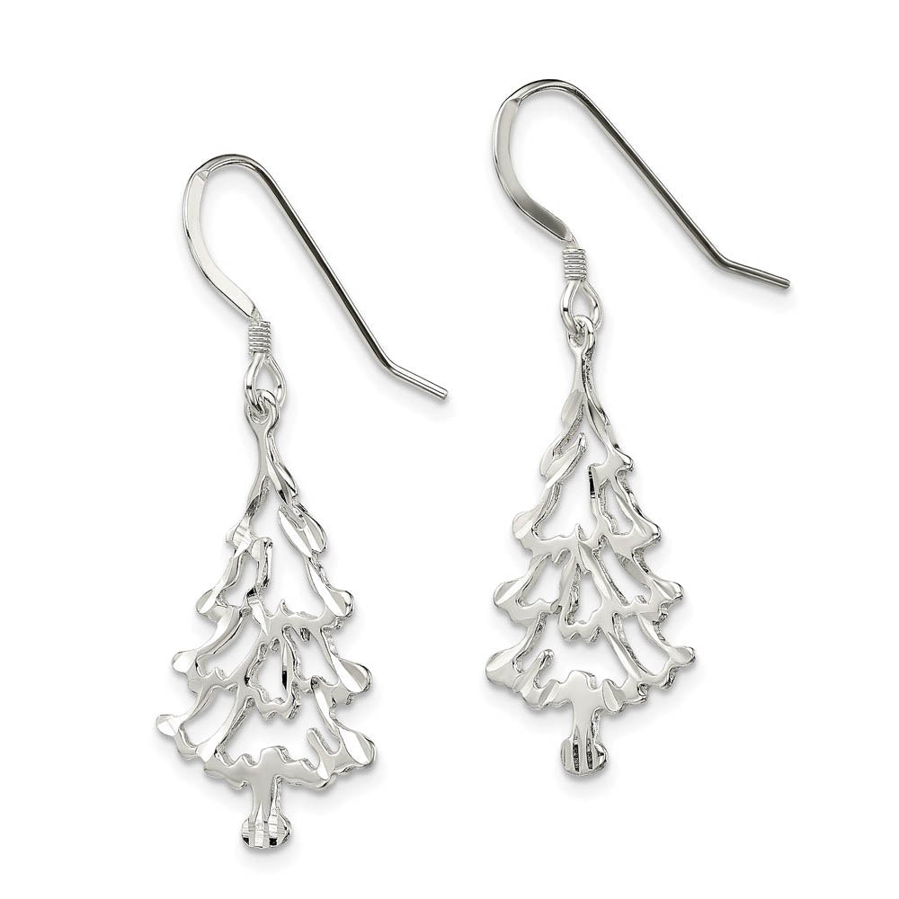 Alternate view of the Sterling Silver Christmas Tree Earrings by The Black Bow Jewelry Co.