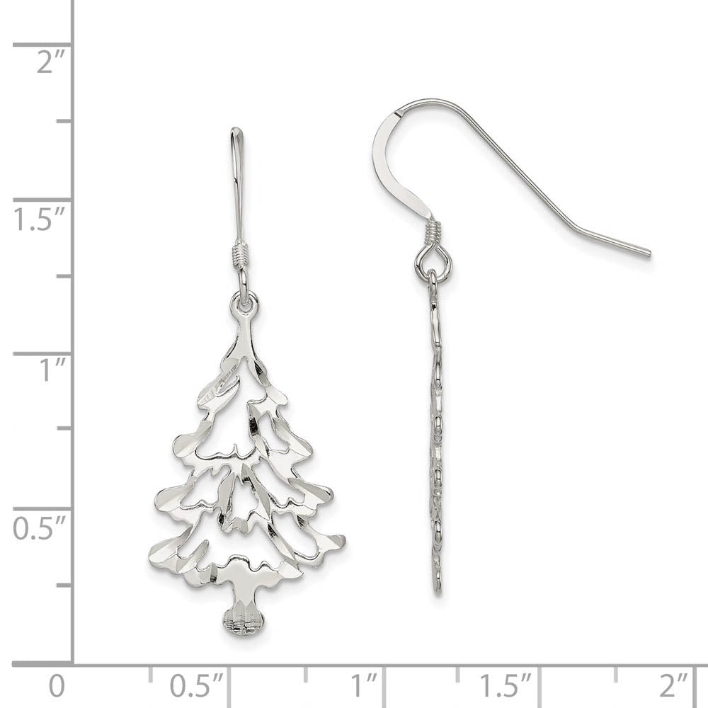 Alternate view of the Sterling Silver Christmas Tree Earrings by The Black Bow Jewelry Co.