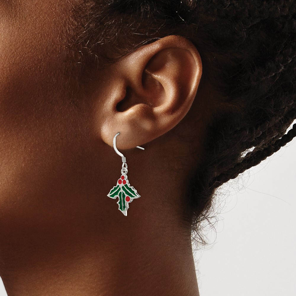 Alternate view of the Sterling Silver Holly Earrings by The Black Bow Jewelry Co.