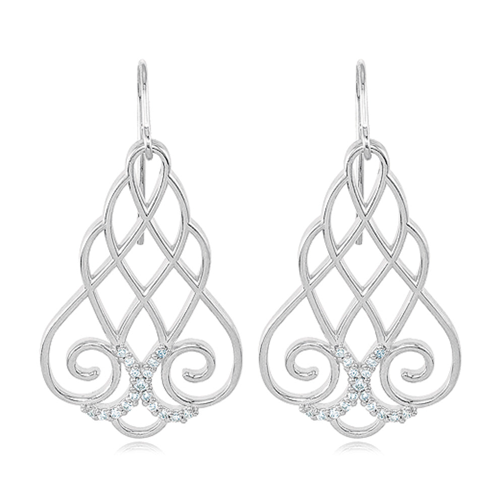 1/4 Carat Vintage Diamond Lattice Earrings in Sterling Silver, Item E9208 by The Black Bow Jewelry Co.