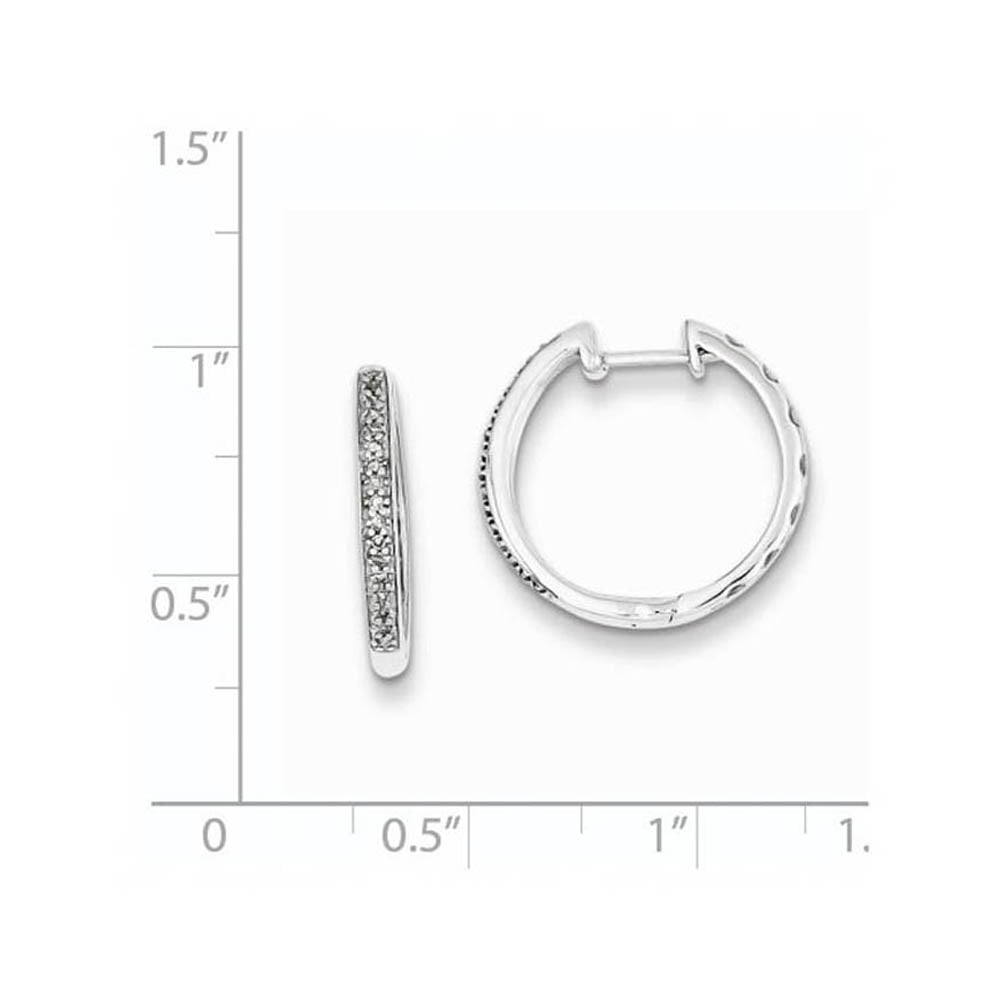 Alternate view of the 1/10 Carat Diamond Round Hoop Hinged Earrings in Sterling Silver, 18mm by The Black Bow Jewelry Co.