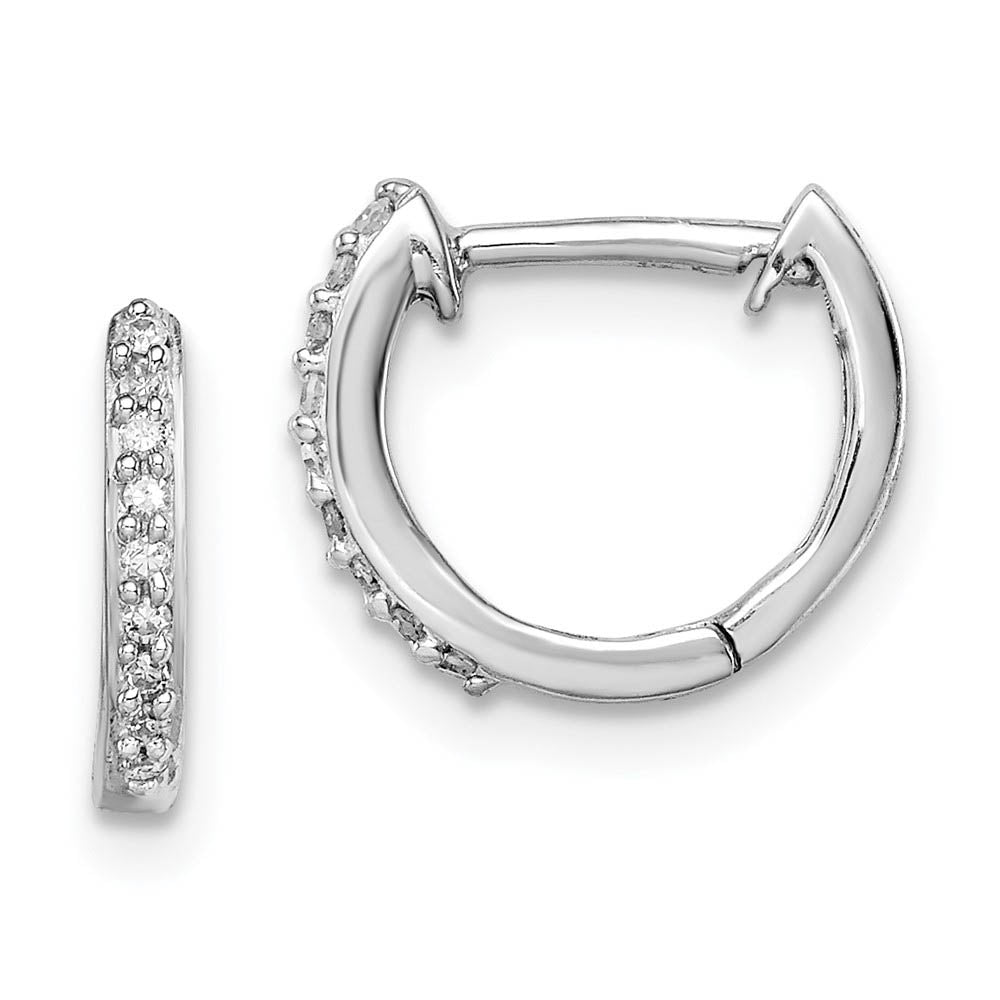 1/10 Cttw Diamond Huggie Round Hoop Earrings in Sterling Silver - 10mm, Item E9363 by The Black Bow Jewelry Co.