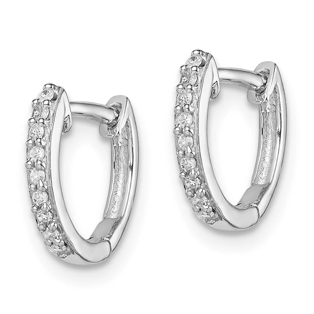Alternate view of the 1/10 Cttw Diamond Huggie Round Hoop Earrings in Sterling Silver - 10mm by The Black Bow Jewelry Co.