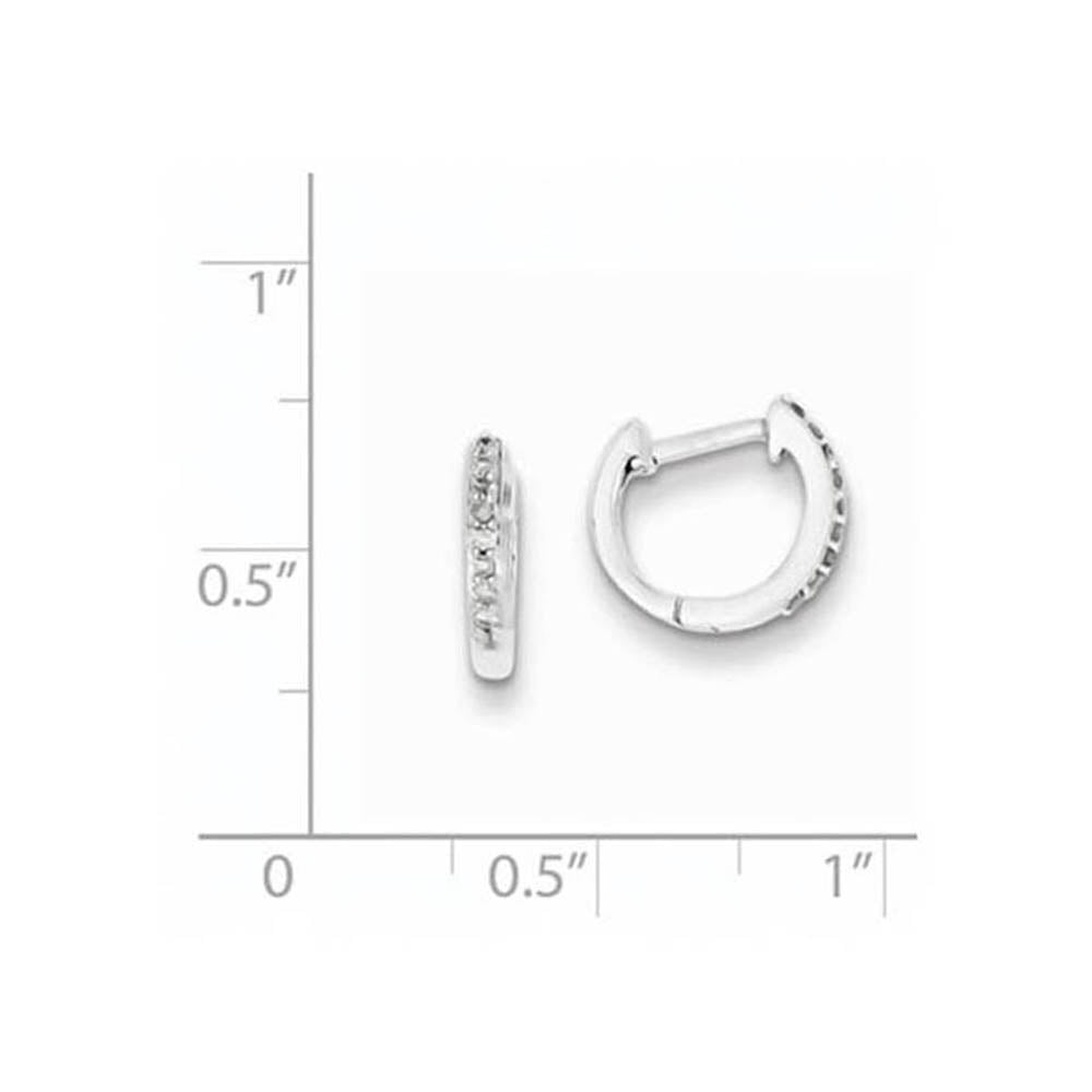 Alternate view of the 1/10 Cttw Diamond Huggie Round Hoop Earrings in Sterling Silver - 10mm by The Black Bow Jewelry Co.