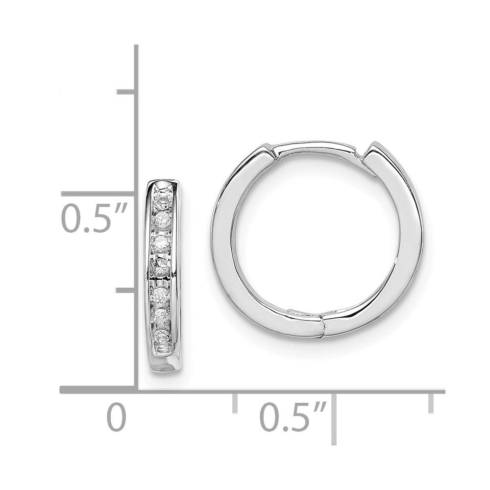 Alternate view of the 1/10 Carat Diamond Huggie Round Hoop Earrings in Sterling Silver, 13mm by The Black Bow Jewelry Co.
