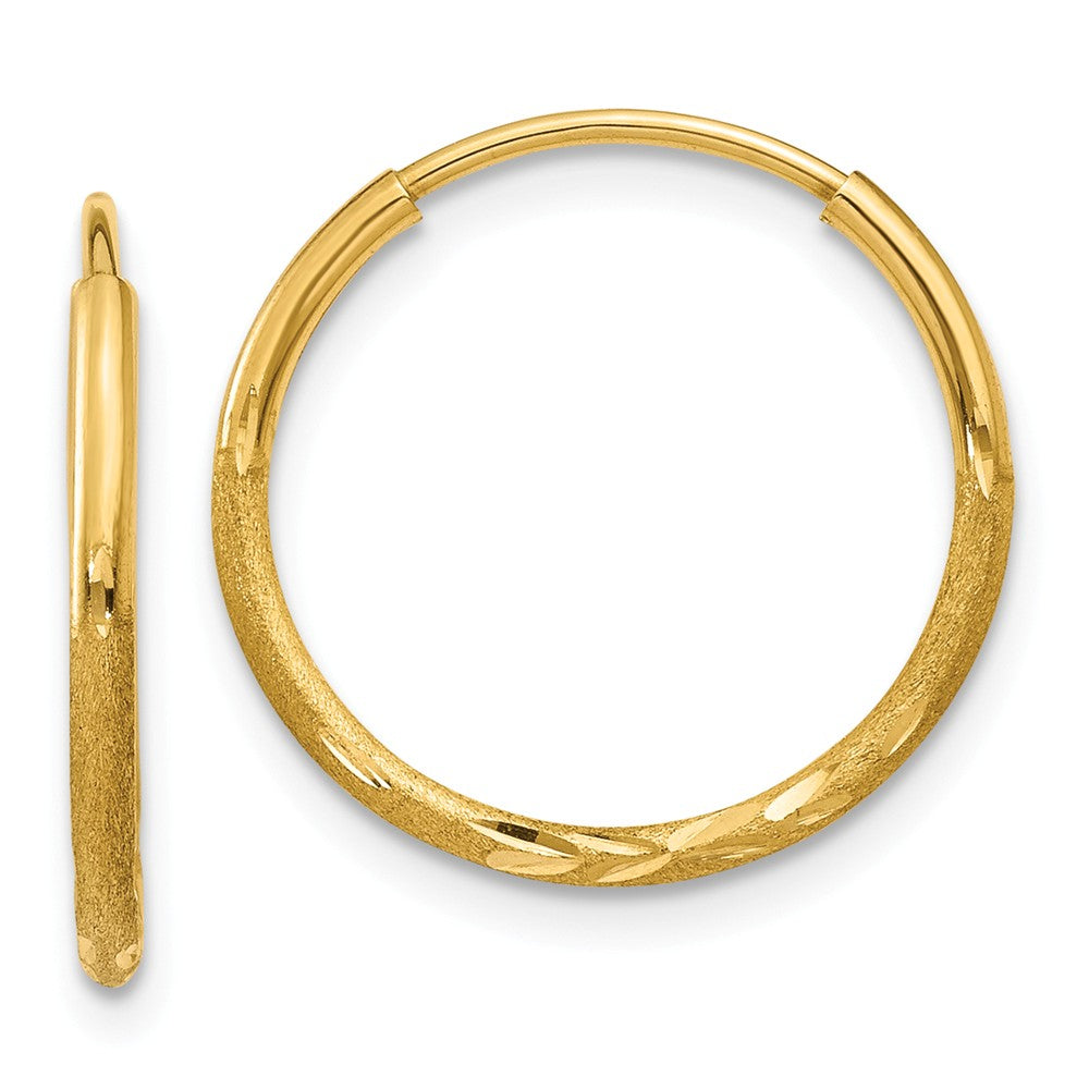 1.25mm, 14k Gold, Diamond-cut Endless Hoops, 15mm (9/16 Inch), Item E9376-15 by The Black Bow Jewelry Co.