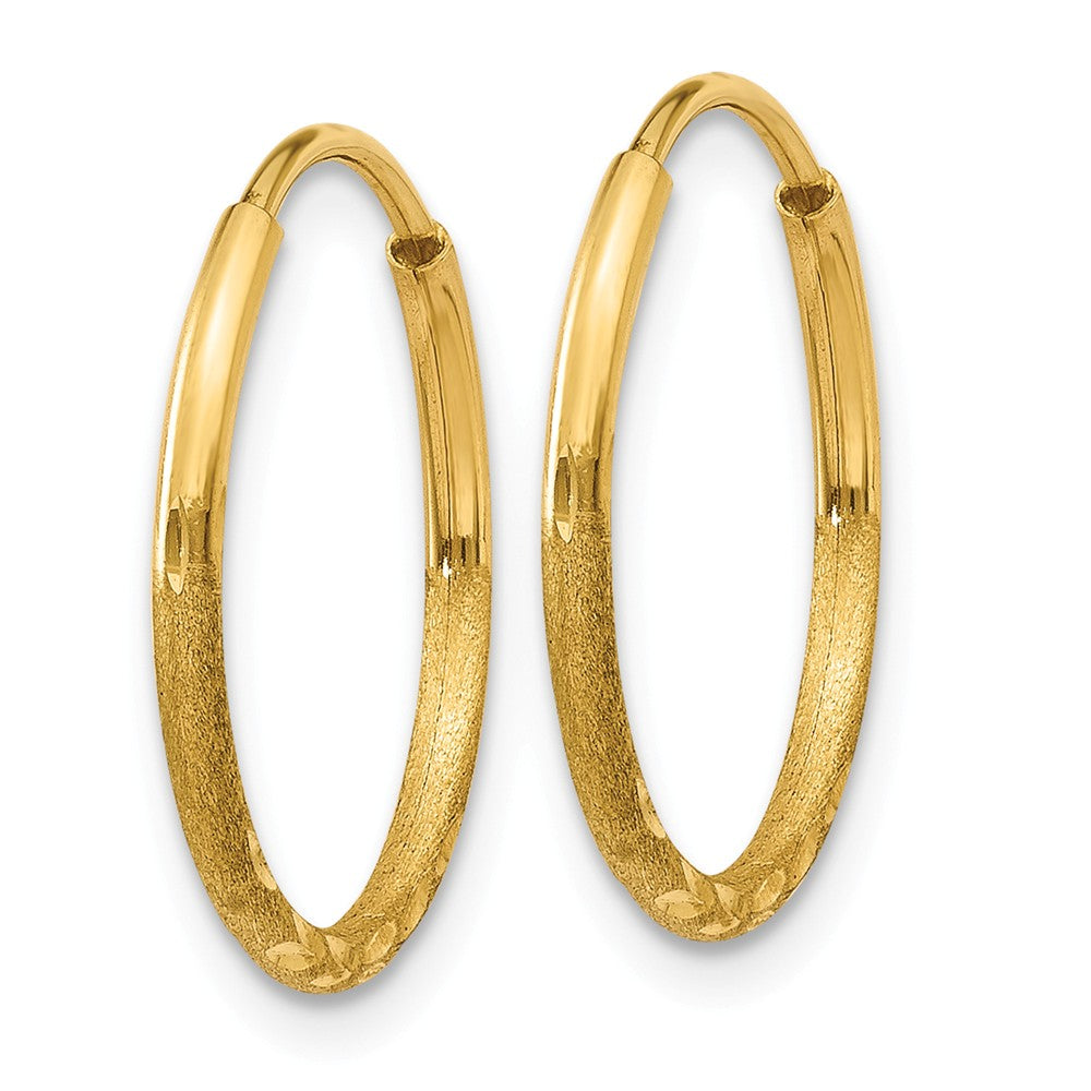 Alternate view of the 1.25mm, 14k Gold, Diamond-cut Endless Hoops, 15mm (9/16 Inch) by The Black Bow Jewelry Co.