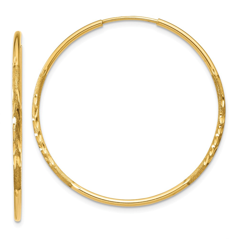 1.25mm, 14k Gold, Diamond-cut Endless Hoops, 30mm (1 3/16 Inch), Item E9377-32 by The Black Bow Jewelry Co.