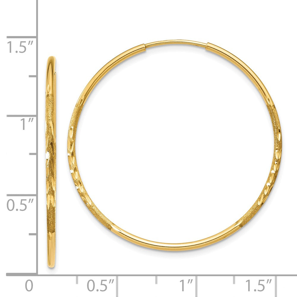 Alternate view of the 1.25mm, 14k Gold, Diamond-cut Endless Hoops, 30mm (1 3/16 Inch) by The Black Bow Jewelry Co.