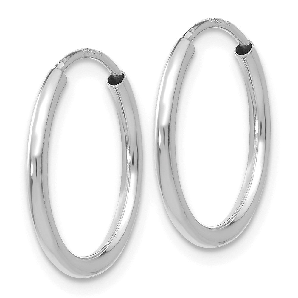Alternate view of the 1.5mm, 14k White Gold Endless Hoop Earrings, 16mm (5/8 Inch) by The Black Bow Jewelry Co.