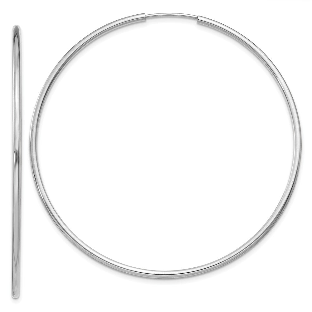 1.5mm, 14k White Gold Endless Hoop Earrings, 52mm (2 Inch), Item E9381-52 by The Black Bow Jewelry Co.