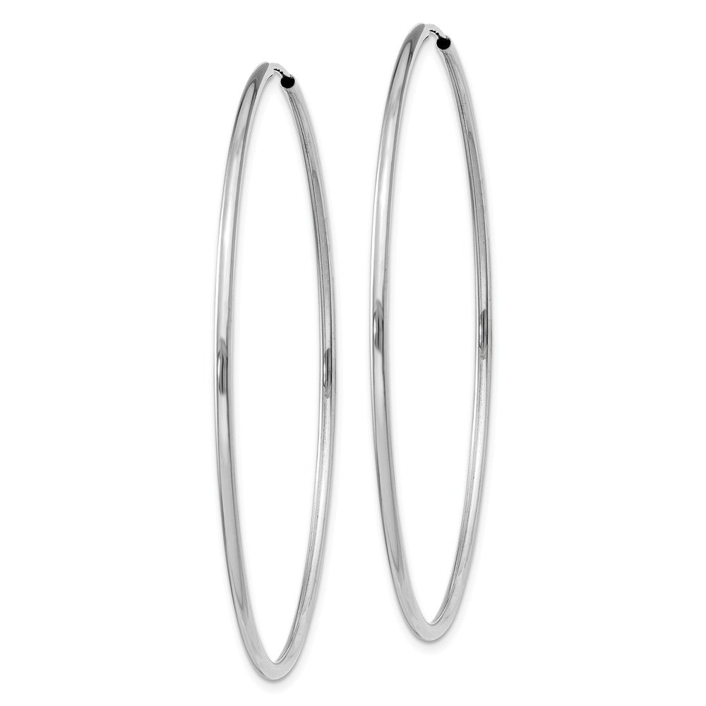 Alternate view of the 1.5mm, 14k White Gold Endless Hoop Earrings, 52mm (2 Inch) by The Black Bow Jewelry Co.