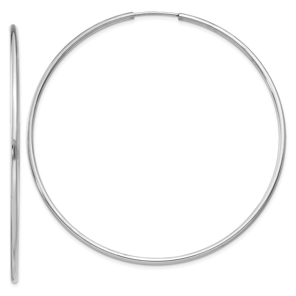 1.5mm, 14k White Gold Endless Hoop Earrings, 58mm (2 1/4 Inch), Item E9381-58 by The Black Bow Jewelry Co.