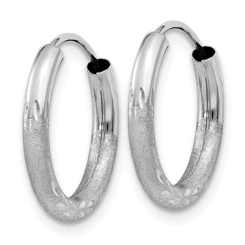 Alternate view of the 2mm, 14k White Gold, Diamond-cut Endless Hoops, 15mm (9/16 Inch) by The Black Bow Jewelry Co.