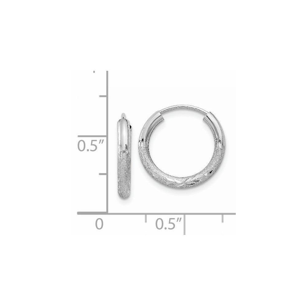 Alternate view of the 2mm, 14k White Gold, Diamond-cut Endless Hoops, 15mm (9/16 Inch) by The Black Bow Jewelry Co.