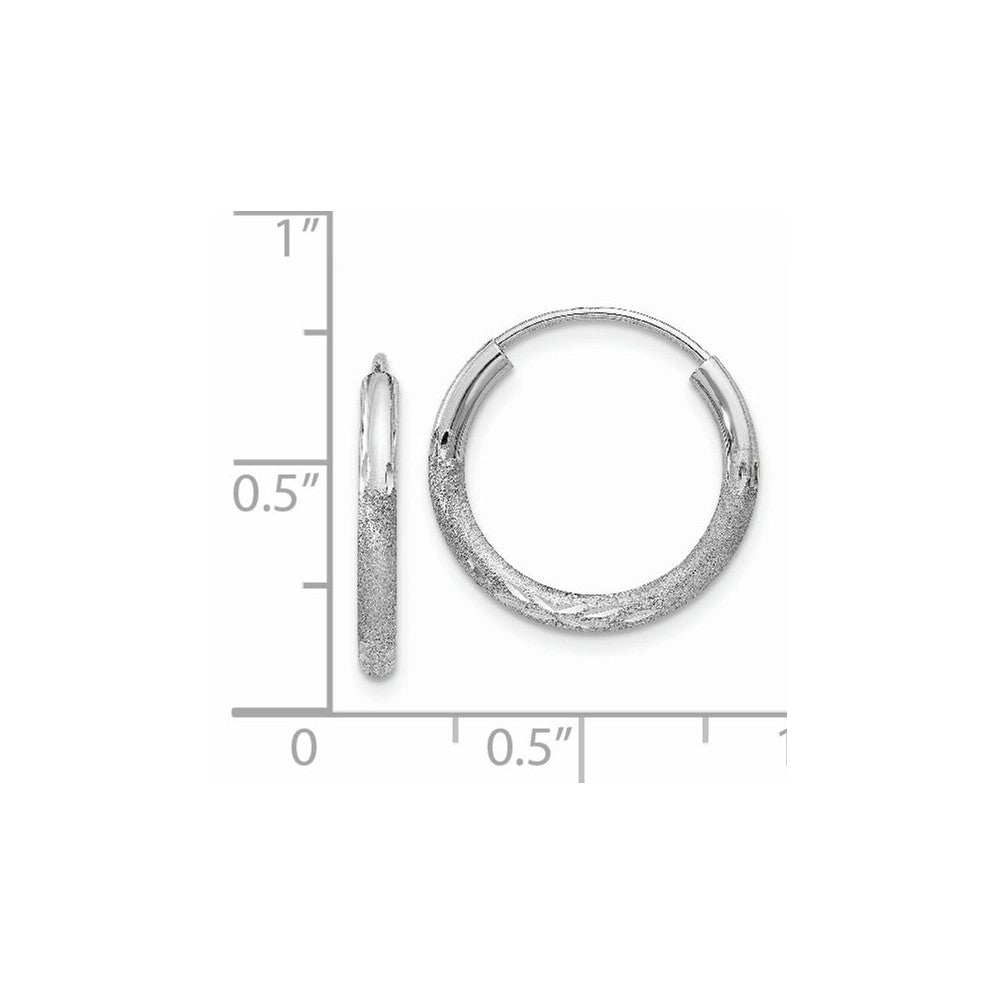 Alternate view of the 2mm, 14k White Gold, Diamond-cut Endless Hoops, 17mm (5/8 Inch) by The Black Bow Jewelry Co.