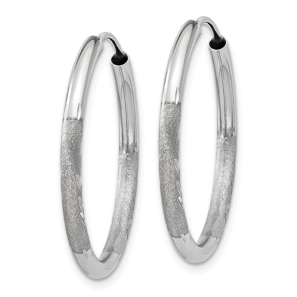 Alternate view of the 2mm, 14k White Gold, Diamond-cut Endless Hoops, 25mm (1 Inch) by The Black Bow Jewelry Co.