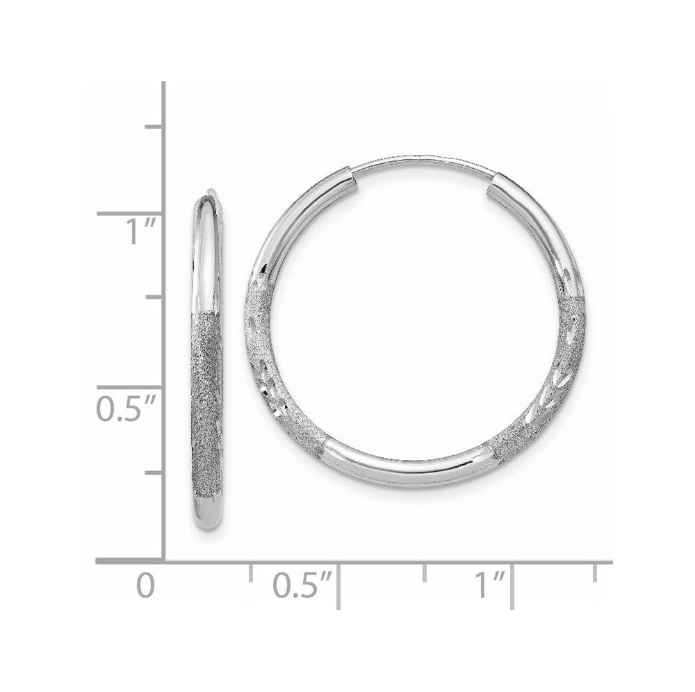 Alternate view of the 2mm, 14k White Gold, Diamond-cut Endless Hoops, 25mm (1 Inch) by The Black Bow Jewelry Co.