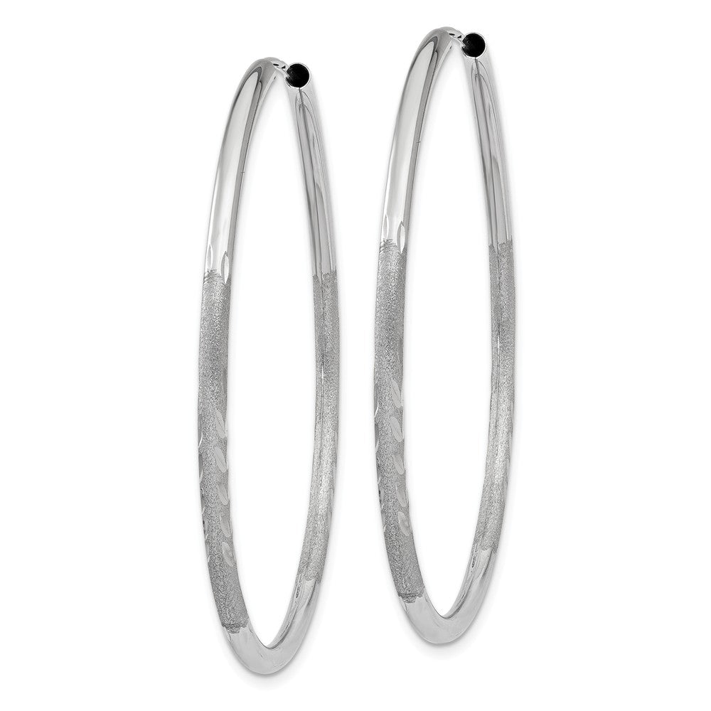 Alternate view of the 2mm, 14k White Gold, Diamond-cut Endless Hoops, 45mm (1 3/4 Inch) by The Black Bow Jewelry Co.