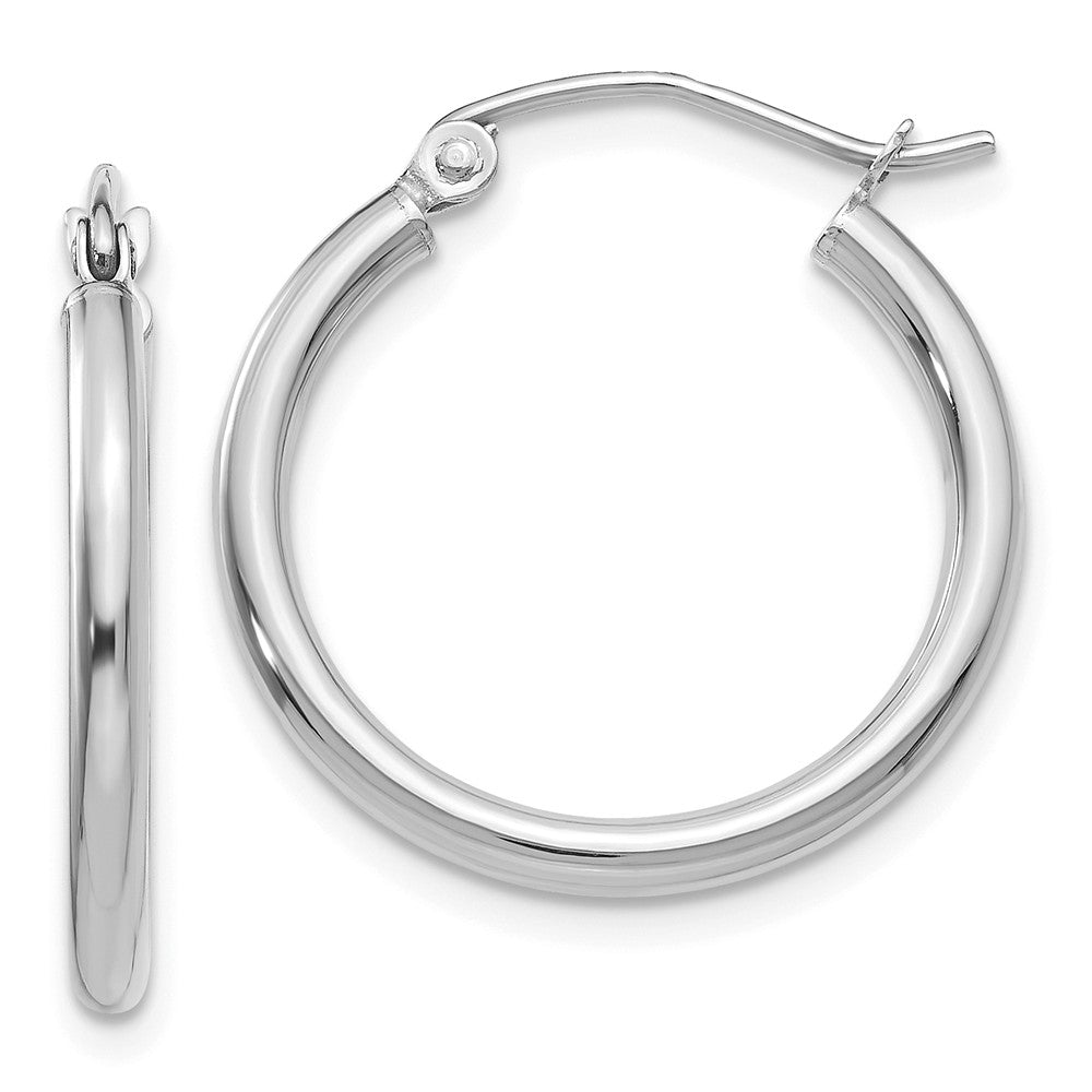 2mm, 14k White Gold Classic Round Hoop Earrings, 20mm (3/4 Inch), Item E9384-20 by The Black Bow Jewelry Co.