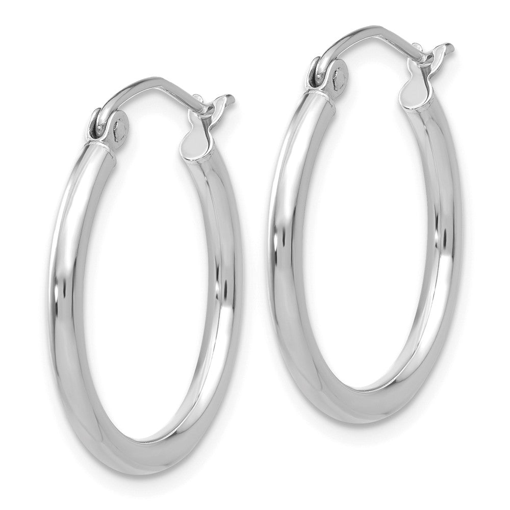 Alternate view of the 2mm, 14k White Gold Classic Round Hoop Earrings, 20mm (3/4 Inch) by The Black Bow Jewelry Co.