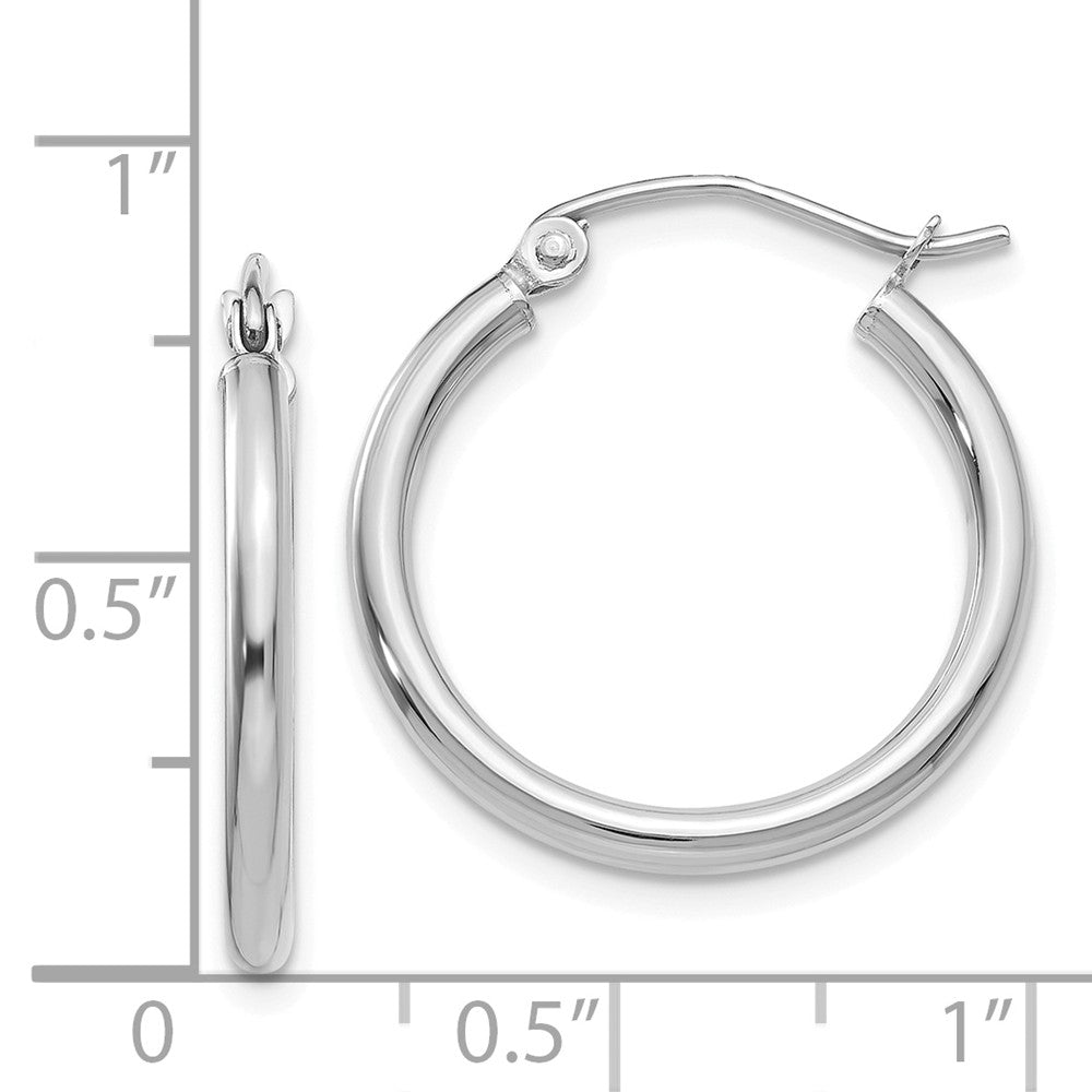 Alternate view of the 2mm, 14k White Gold Classic Round Hoop Earrings, 20mm (3/4 Inch) by The Black Bow Jewelry Co.