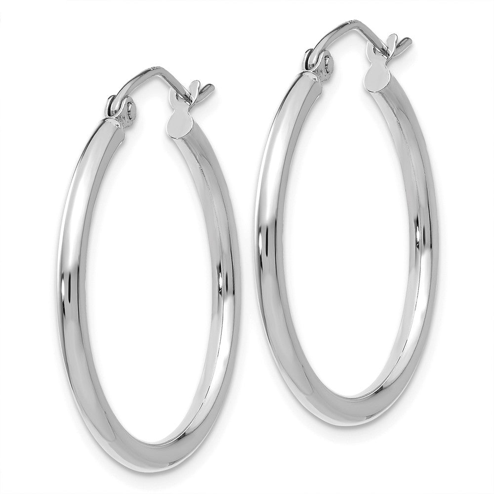 Alternate view of the 2mm, 14k White Gold Classic Round Hoop Earrings, 25mm (1 Inch) by The Black Bow Jewelry Co.