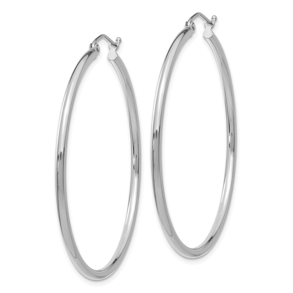Alternate view of the 2mm, 14k White Gold Classic Round Hoop Earrings, 45mm (1 3/4 Inch) by The Black Bow Jewelry Co.