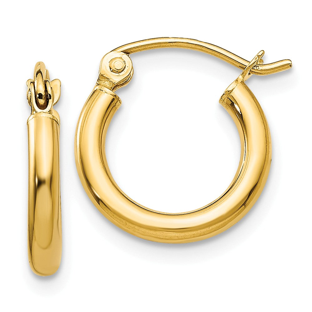 2mm, 14k Yellow Gold Classic Round Hoop Earrings, 12mm (7/16 Inch), Item E9387-12 by The Black Bow Jewelry Co.