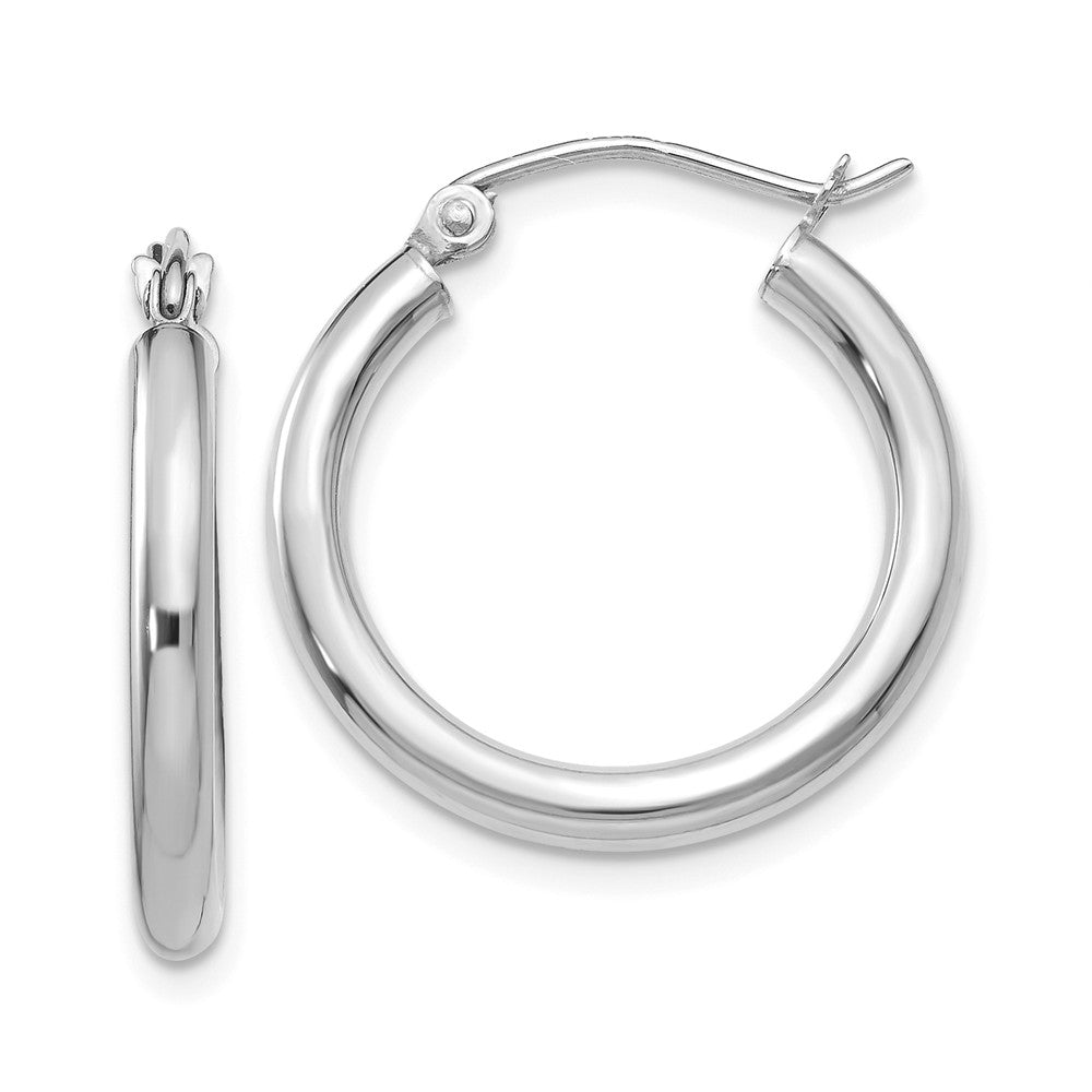 2.5mm, 14k White Gold Classic Round Hoop Earrings, 20mm (3/4 Inch), Item E9390-20 by The Black Bow Jewelry Co.