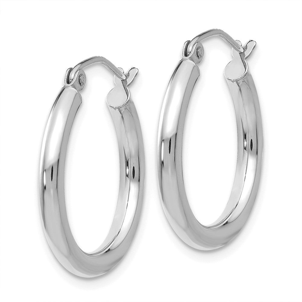 Alternate view of the 2.5mm, 14k White Gold Classic Round Hoop Earrings, 20mm (3/4 Inch) by The Black Bow Jewelry Co.