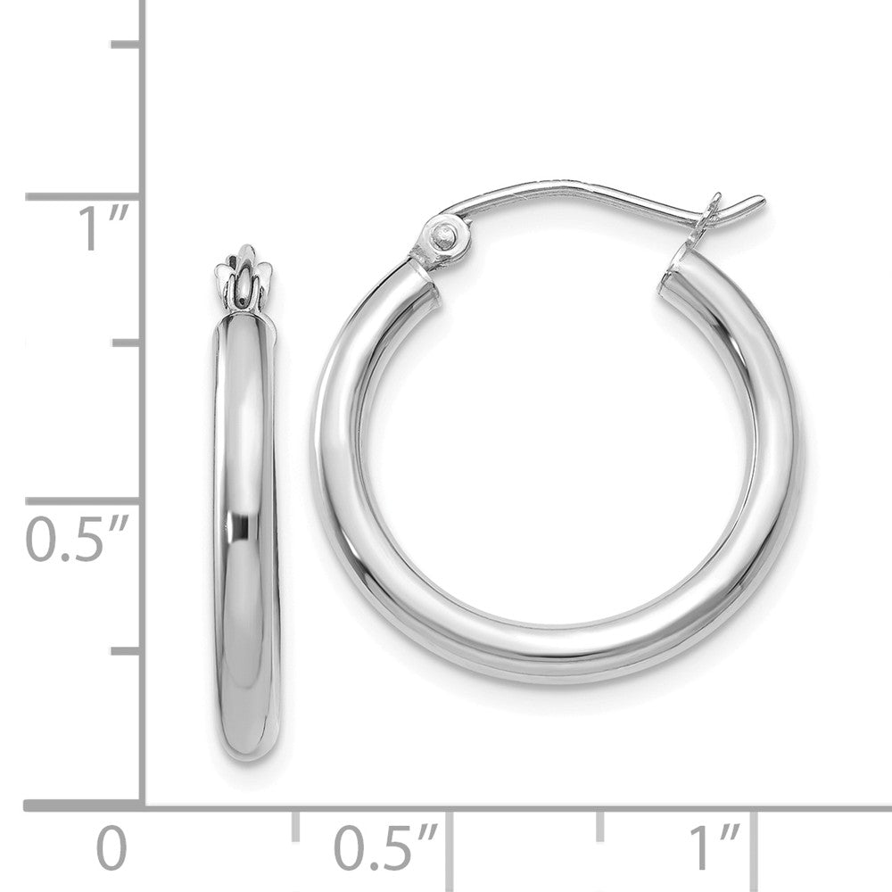Alternate view of the 2.5mm, 14k White Gold Classic Round Hoop Earrings, 20mm (3/4 Inch) by The Black Bow Jewelry Co.