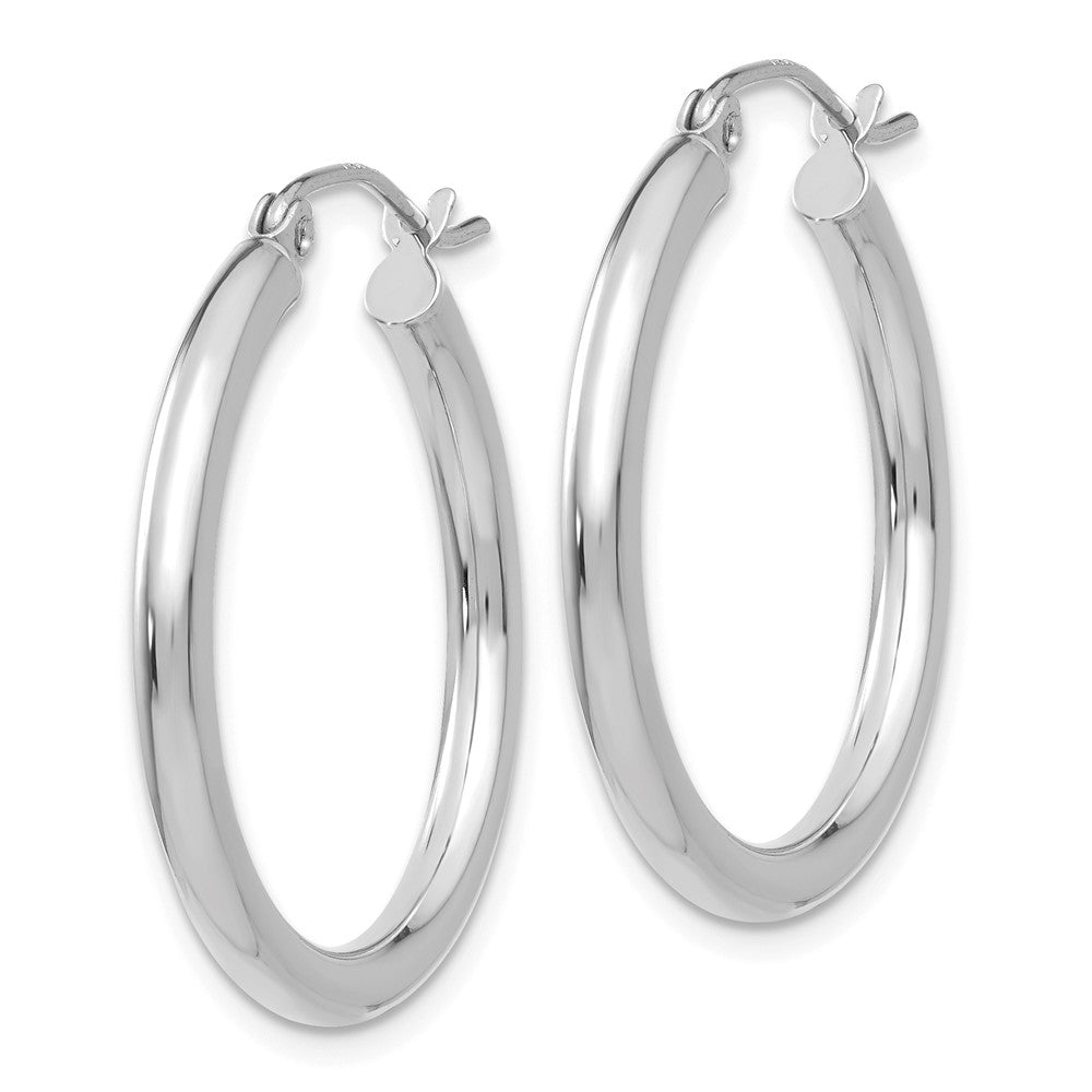 Alternate view of the 2.5mm, 14k White Gold Classic Round Hoop Earrings, 25mm (1 Inch) by The Black Bow Jewelry Co.
