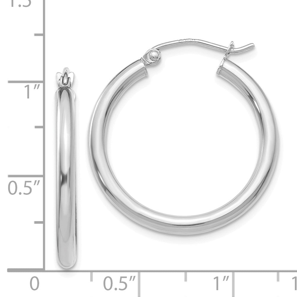 Alternate view of the 2.5mm, 14k White Gold Classic Round Hoop Earrings, 25mm (1 Inch) by The Black Bow Jewelry Co.