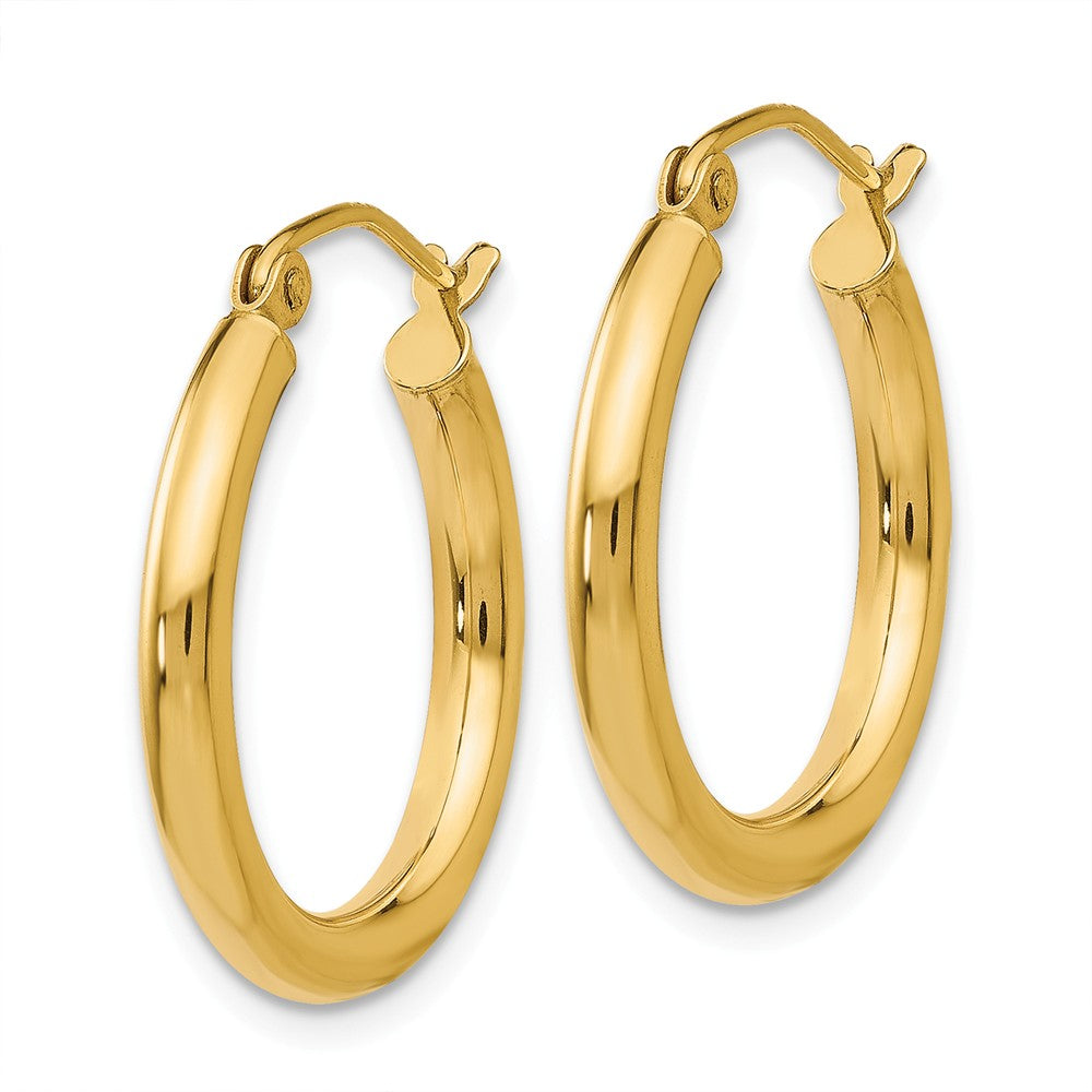 Alternate view of the 2.5mm, 14k Yellow Gold Classic Round Hoop Earrings, 20mm (3/4 Inch) by The Black Bow Jewelry Co.