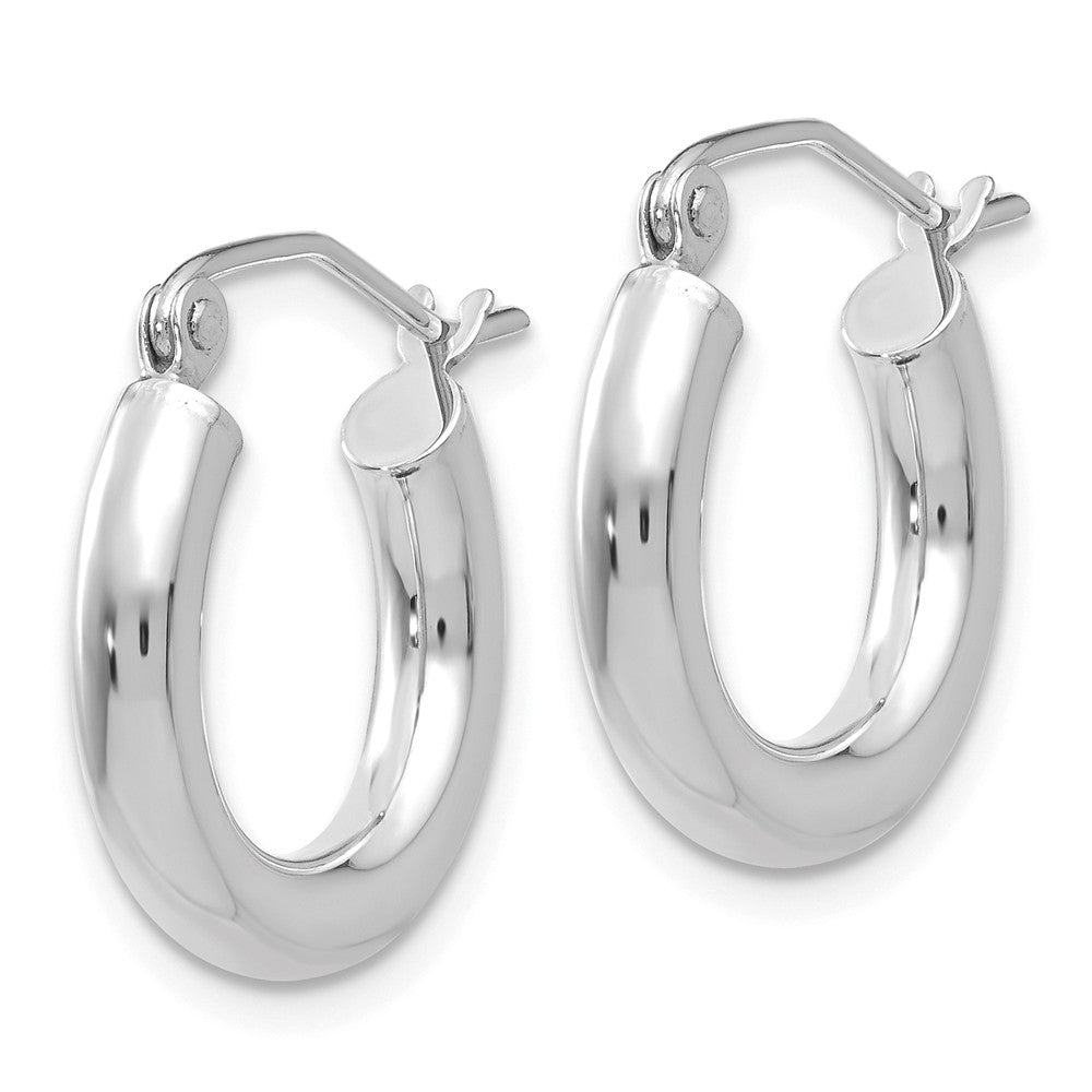 Alternate view of the 3mm, 14k White Gold Classic Round Hoop Earrings, 15mm (9/16 Inch) by The Black Bow Jewelry Co.