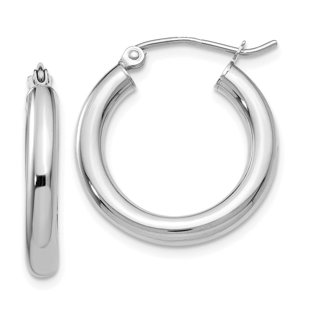 3mm, 14k White Gold Classic Round Hoop Earrings, 20mm (3/4 Inch), Item E9396-20 by The Black Bow Jewelry Co.