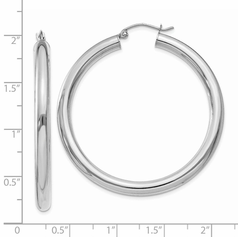 Alternate view of the 4mm, 14k White Gold Classic Round Hoop Earrings, 45mm (1 3/4 Inch) by The Black Bow Jewelry Co.