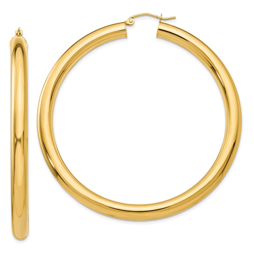 5mm, 14k Yellow Gold Classic Round Hoop Earrings, 60mm (2 3/8 Inch), Item E9407-60 by The Black Bow Jewelry Co.