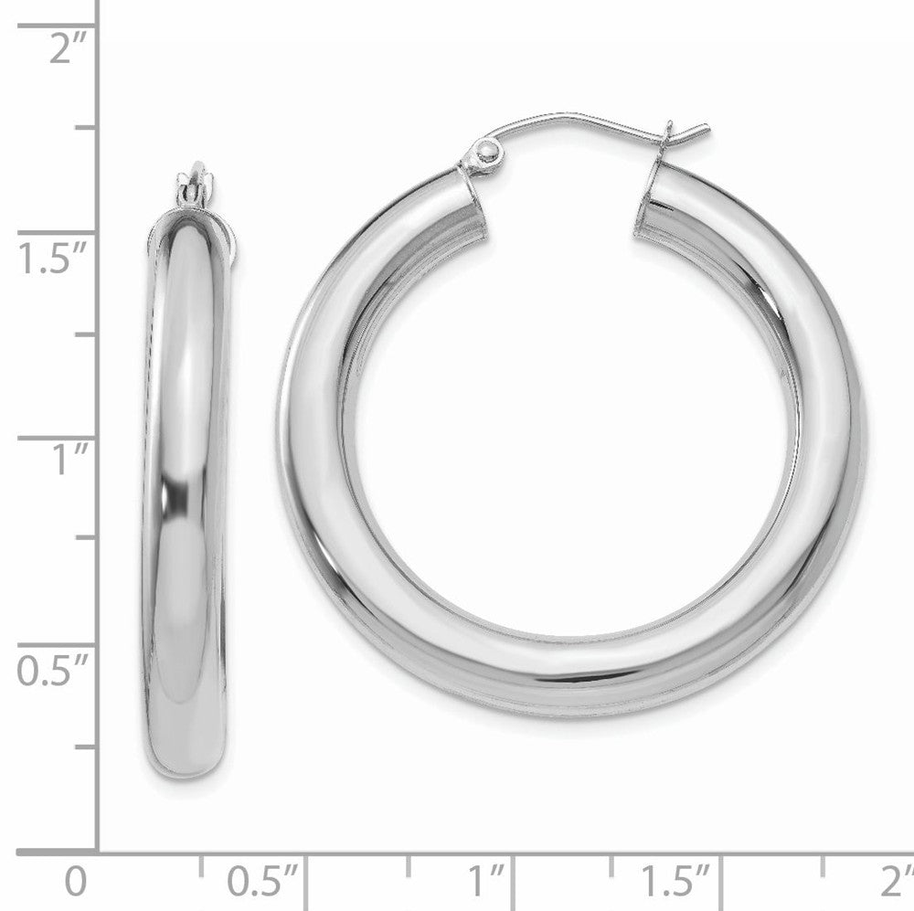 Alternate view of the 5mm, 14k White Gold Classic Round Hoop Earrings, 35mm (1 3/8 Inch) by The Black Bow Jewelry Co.