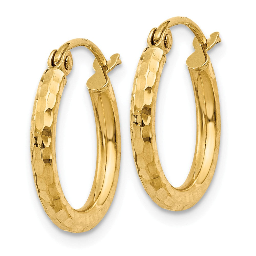Alternate view of the 2mm, 14k Yellow Gold Diamond-cut Hoops, 15mm (9/16 Inch) by The Black Bow Jewelry Co.