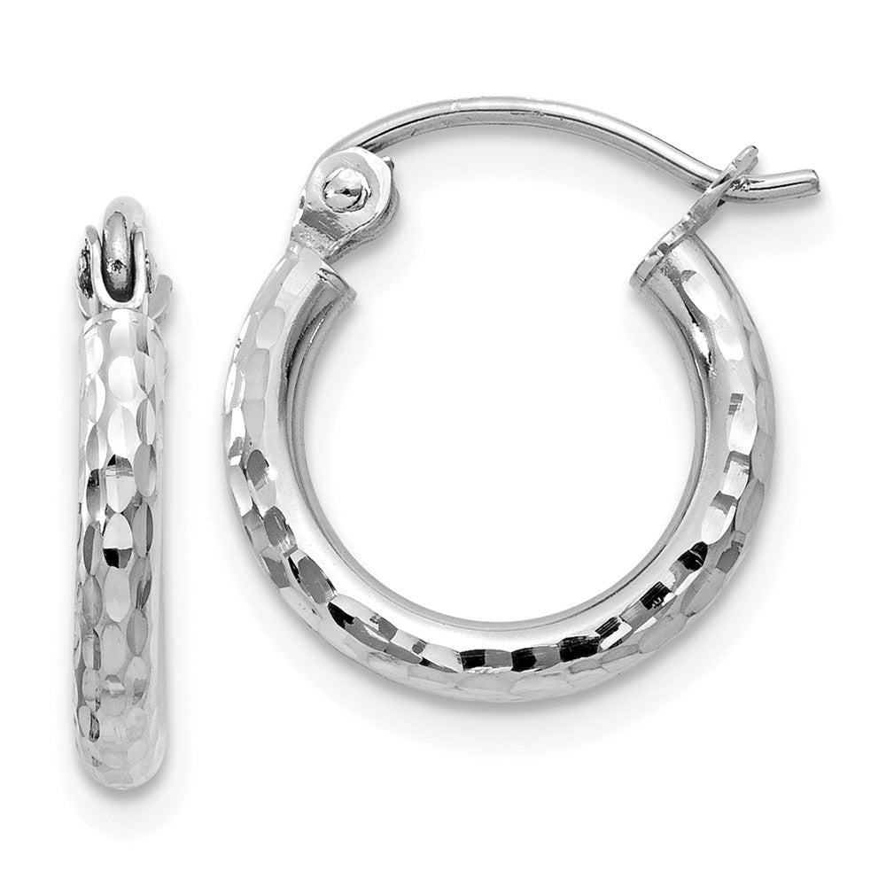 2mm, 14k White Gold Diamond-cut Hoops, 13mm (1/2 Inch), Item E9413-13 by The Black Bow Jewelry Co.