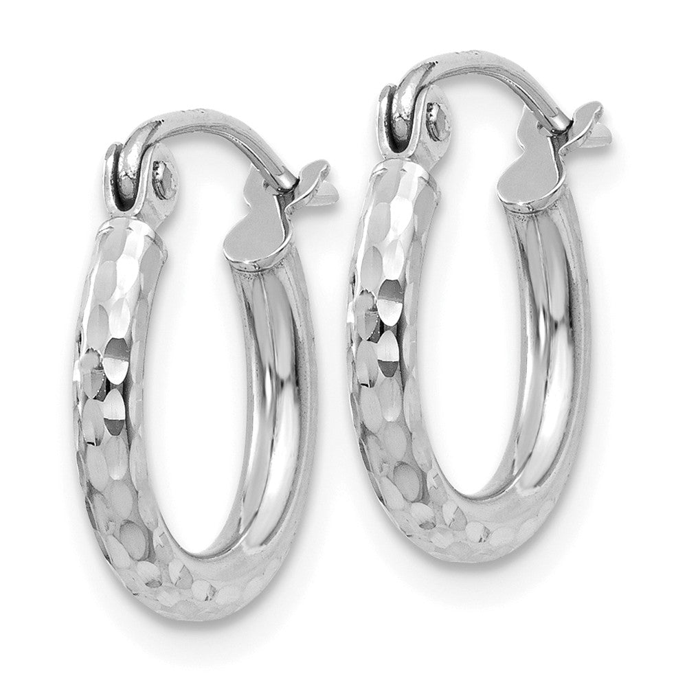 Alternate view of the 2mm, 14k White Gold Diamond-cut Hoops, 13mm (1/2 Inch) by The Black Bow Jewelry Co.