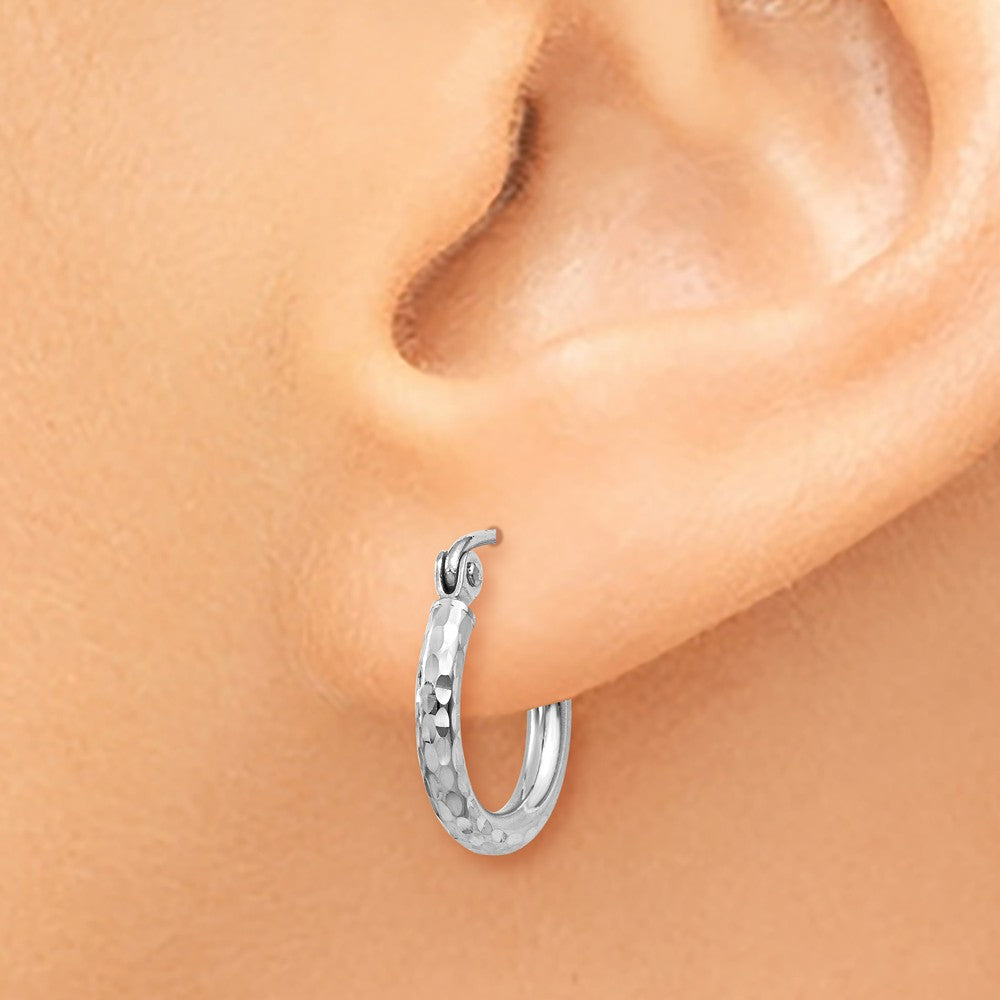 Alternate view of the 2mm, 14k White Gold Diamond-cut Hoops, 13mm (1/2 Inch) by The Black Bow Jewelry Co.