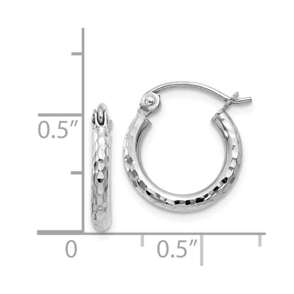Alternate view of the 2mm, 14k White Gold Diamond-cut Hoops, 13mm (1/2 Inch) by The Black Bow Jewelry Co.