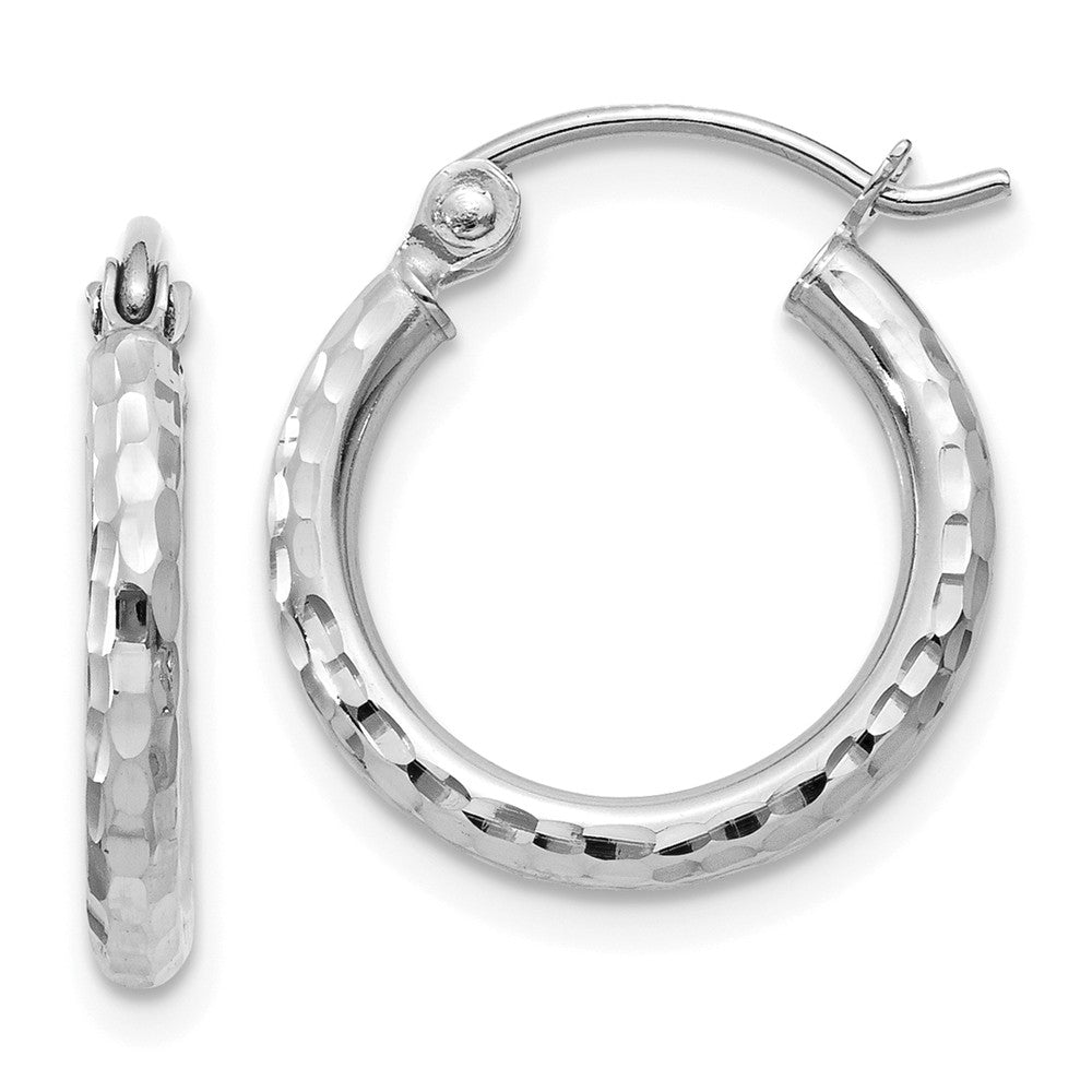 2mm, 14k White Gold Diamond-cut Hoops, 15mm (9/16 Inch), Item E9413-15 by The Black Bow Jewelry Co.