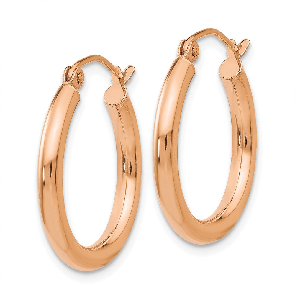 Alternate view of the 2.5mm, 14k Rose Gold Polished Round Hoop Earrings, 20mm (3/4 Inch) by The Black Bow Jewelry Co.
