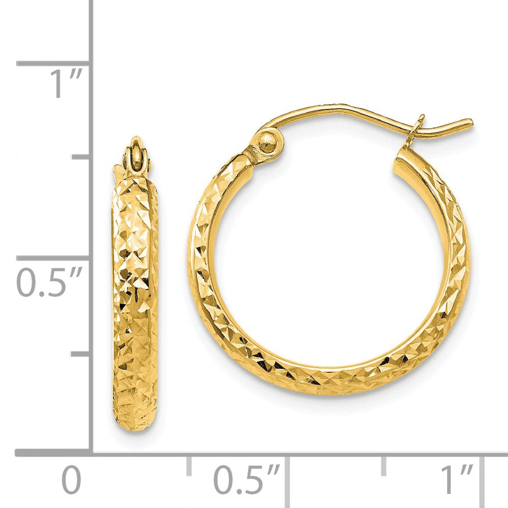 Alternate view of the 2.8mm, 14k Yellow Gold Diamond-cut Hoops, 18mm (11/16 Inch) by The Black Bow Jewelry Co.